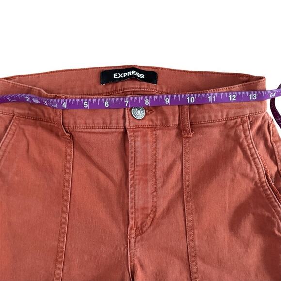 Express Cropped Straight High Rise Jeans‎ Women's Sz 4 Orange Rust Tapered Retro - Picture 6 of 14